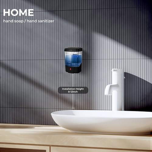 interhasa! Automatic Soap Dispenser Wall Mount 20oz Refillable Liquid Hand Sanitizer Dispenser Commercial Soap Dispenser for Bathroom Support Liquid Gel - color: Black