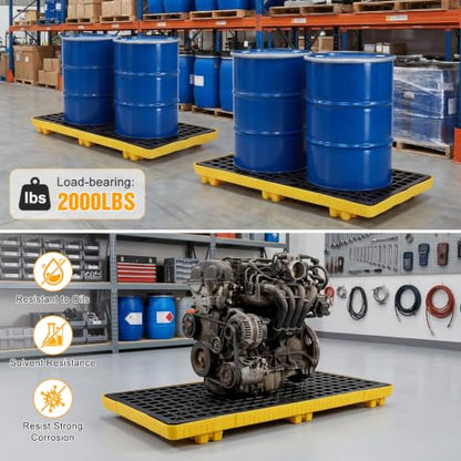 2 Drum Spill Pallet, 2000 lbs Forkliftable Tray