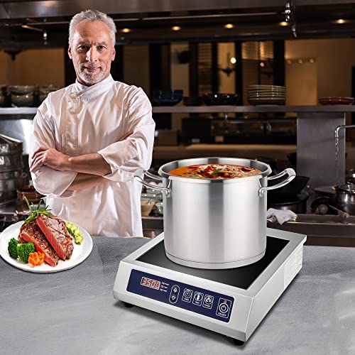 Commercial Induction Cooktop,3500W/ 240V Portable Electric Countertop Burner with Stainless Steel Housing, Durable Commercial Induction Hot Plate for Hotel Restaurant School