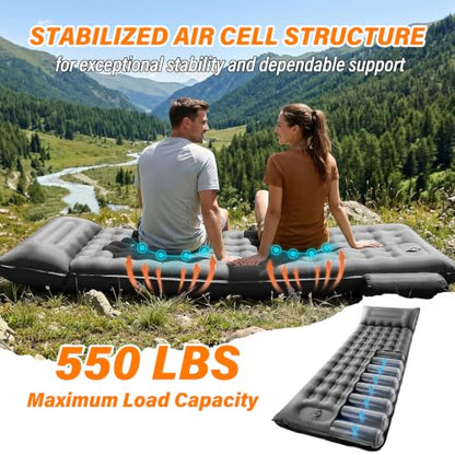 Camping Sleeping Pad, 6 inch Thick Ultralight Camping Mat with Pillow, Built-in Foot Pump Inflatable Sleeping Pads Compact for Camping Backpacking Hiking Traveling Tent,Single,Gray - color: Grey