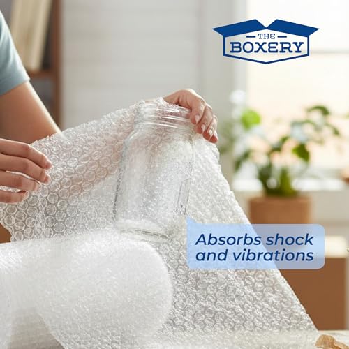 The Boxery 12 inch x 175 feet Bubble Roll, Small Bubble 3/16 inch Cushioning Wrap, Perforated Every 12 inch for Packing Moving Shipping Supplies, 1 Roll, 175 ft Total - size: 12 inch x 175 ft