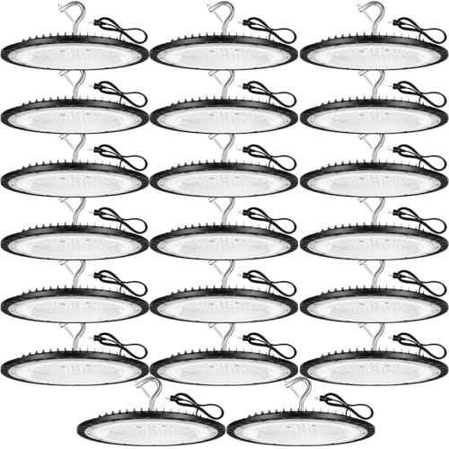 YANYCN 20 Pack 150W UFO Led High Bay Light Fixture,5000K Daylight Commercial Shop Bay Lighting,120VAC,21000LM,[650W MH/HPS Equiv.] US Plug Area Lighting for Warehouse/Barn/Gym/Factory/Workshop
