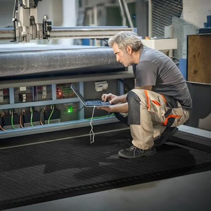 Anti Fatigue Mats Industrial 3' x 7' 15/16" Thick Ergonomic Standing Mat Commercial Heavy Duty Diamond Plate Shop Floor Mats Helps Relieve Back and Leg Soreness - size: 3' x 7'