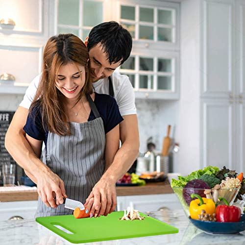 Fotouzy Plastic Utility Cutting Board with Handles, Food Safe PP Material, BPA Free, Dishwasher Safe, Thick Chopping Board, Large Size, Easy Grip Handle, for Kitchen (Yellow),14.2 x 9" - color: Yellow