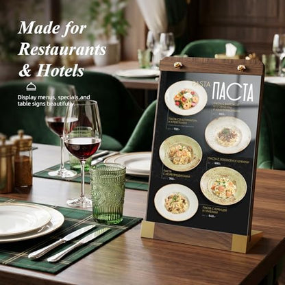 PPH-Sisy 4 Pack Acrylic Sign Holders 4x6 with Wood Base, Tabletop Display Sign Stand for Menu Flyer Poster, Clear Acrylic Paper Frame for Restaurant Coffee Shop Hotel Office Exhibition - size: 4x6-4 Pack