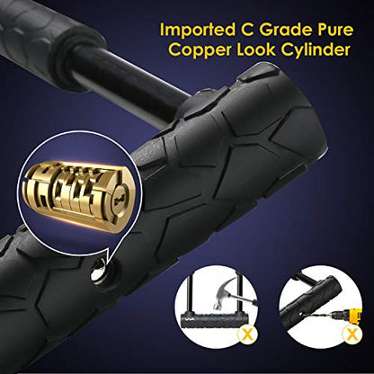 Bike Lock Heavy Duty Anti Theft, Long Shackle Bike U Lock with Keys, 4FT Security Cable and Mounting Bracket for Bicycle, Ebike, Scooter, Commuter Bike - size: long/22