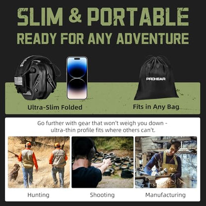 PROHEAR 022 Electronic Ear Protection for Shooting & Hunting - 29dB SNR Noise Reduction, 4 Omnidirectional Microphones - color: Electronic-silicone Ear Pads-black