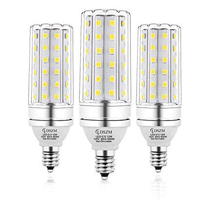 E12 LED Corn Light Bulbs, 12W Equivalent 100W, 1200 Lumen 6000K Cool Daylight White, Non-Dimmable Candelabra Base Chandelier Lights, Pack of 3 - color: E12-12w-6000k-3pcs