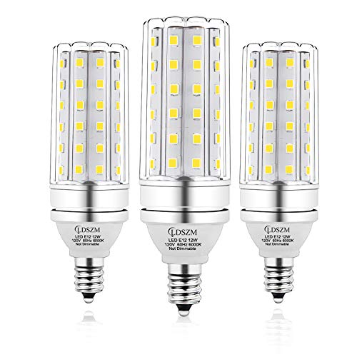 E12 LED Corn Light Bulbs, 12W Equivalent 100W, 1200 Lumen 6000K Cool Daylight White, Non-Dimmable Candelabra Base Chandelier Lights, Pack of 3 - color: E12-12w-6000k-3pcs