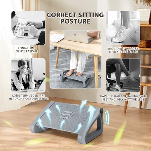CasaZenith Foot Rest, Six Heights Adjustable Foot Rest Under Desk at Work - color: Gray