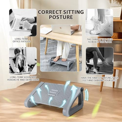 CasaZenith Foot Rest, Six Heights Adjustable Foot Rest Under Desk at Work - color: Gray