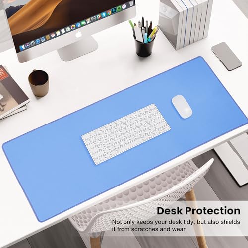 ALOANES Non-Slip Extended Mouse Pad Office&Home Desk Mat Stitched Edge - color: Blue, size: 27.6L x 11.8W inches