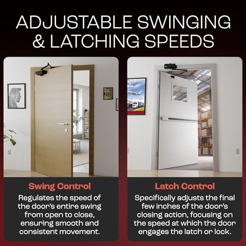 PrimeWare DC-300 Adjustable Automatic Door Closers for Home | Soft Close, No Slam | Residential and Commercial Door Closer | Level 3 | for Doors Weighing 90-140 lbs | Hydraulic Door Spring - Black - size: Level 3, style: Black