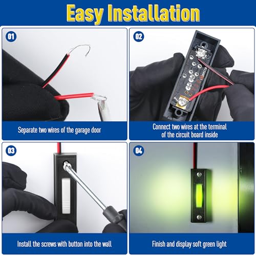 Lighted Doorbell Button, Garage Door Opener Switch with LED Light, 41A4166 Wall Mounted Push to Exit Ringer Button(Black,2 Pieces) - color: Black
