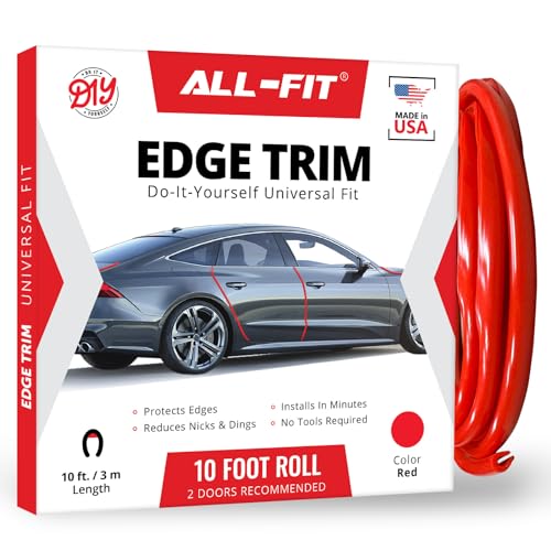 All-Fit Automotive Car Door Edge Protector Made in the USA (10 Ft - Red) - color: Red