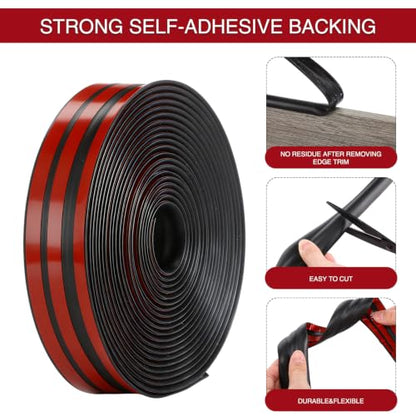 3/8 Inch Rubber Edge Trim 20ft Self-Adhesive U Channel Edge Strip - size: 20ft，3/8 Inch