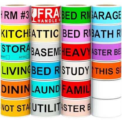 1440 Count 1" x 4.5" Color Coded Moving Labels for Boxes - 24 Rolls - size: 1" x 4.5"