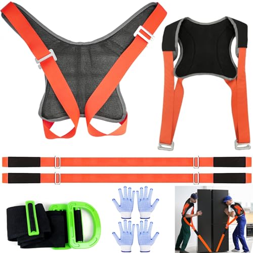 Moving Straps, 2-Person Adjustable Shoulder Moving Lifting Straps and 1-Person Handle Lifting System, Safety Easily for Moving Furniture, Appliances, Mattresses Heavy Objects up to 880lbs - color: Orange