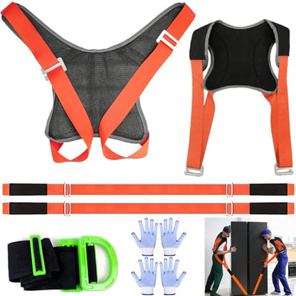 Moving Straps, 2-Person Adjustable Shoulder Moving Lifting Straps and 1-Person Handle Lifting System, Safety Easily for Moving Furniture, Appliances, Mattresses Heavy Objects up to 880lbs - color: Orange