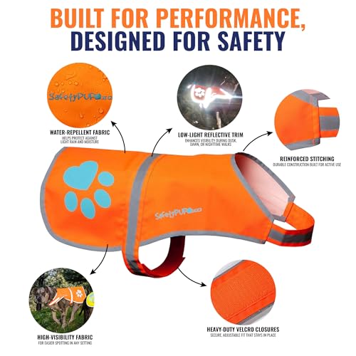 Blaze Orange Dog Vest. Reflective High Visibility in Hunting & Wooded Areas - size: Medium