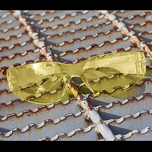 BISON LIFE Yellow Safety Glasses for Men & Women, ANSI Z87.1, 12 Pack - color: Yellow/Yellow