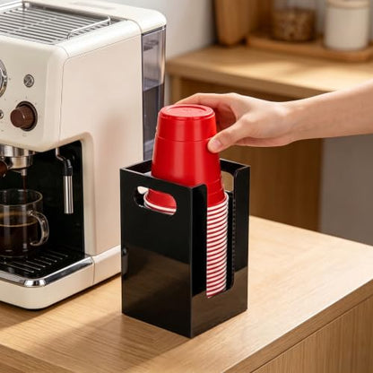 Cup Dispenser, Wall Mount Cup Holder Fits Cups Up to 18 oz - color: Large, Black
