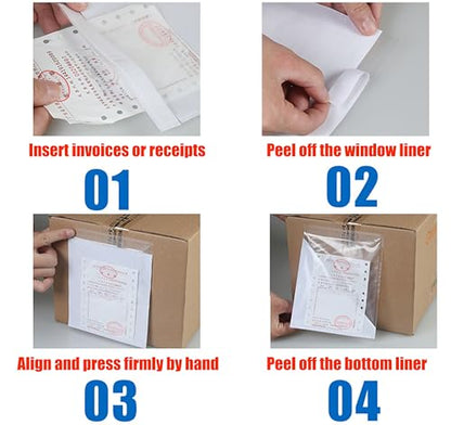 Clear Shipping Label Sleeves 7" x 5.7" – Packing Slip Pouches with Strong Adhesive – Waterproof Packing List Envelopes 100 Pack – Durable Label Pouches for Shipping