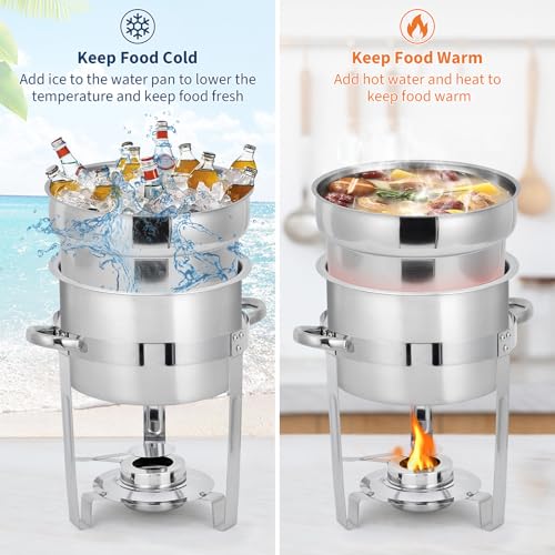 2 Pack Soup Chafing Dishes for Buffet 7QT Stainless Steel Soup Warmer Set with Lids & Fuel Holders,Round Food Warmer Pot for Catering Supplies Party - size: 7QT 2Pcs