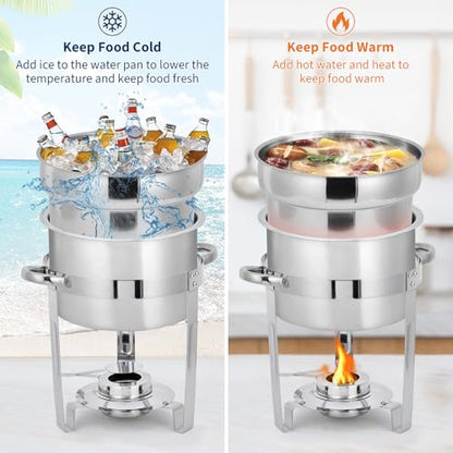 2 Pack Soup Chafing Dishes for Buffet 7QT Stainless Steel Soup Warmer Set with Lids & Fuel Holders,Round Food Warmer Pot for Catering Supplies Party - size: 7QT 2Pcs