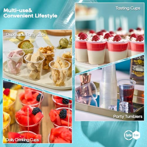 Turbo Bee 5oz Disposable Plastic Cups 500 Pack - Small Drinking & Sample Cups, Bulk Multi-Use Tumblers for Beverages, Mini Desserts, Home, School, Parties, or Commercial Use - size: 5 Ounces
