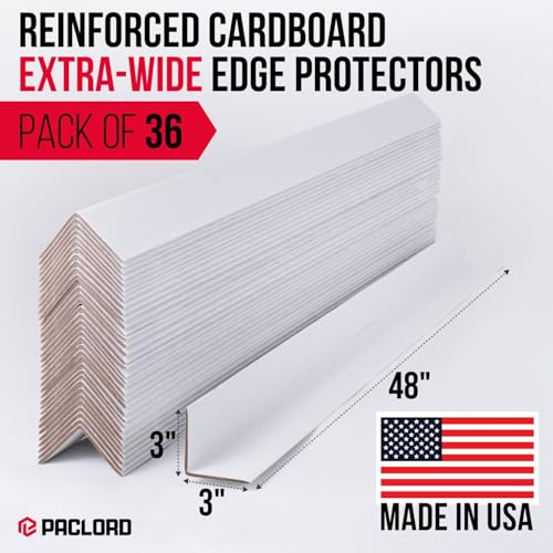Extra-Wide 48" x 3" x 3" Reinforced Cardboard Edge Protectors - color: Thickness: 0.225", size: Pack of 36