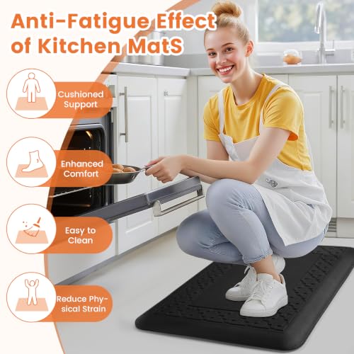 4/5 Inch Thicker Kitchen Mats Anti Fatigue Comfort Mat Standing Desk Rugs - color: Black, size: 28"L x 17"W x 0.8"Th