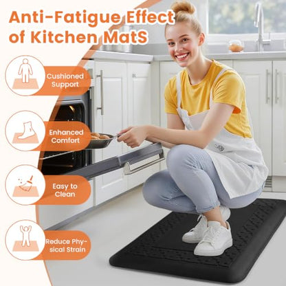 4/5 Inch Thicker Kitchen Mats Anti Fatigue Comfort Mat Standing Desk Rugs - color: Black, size: 28"L x 17"W x 0.8"Th