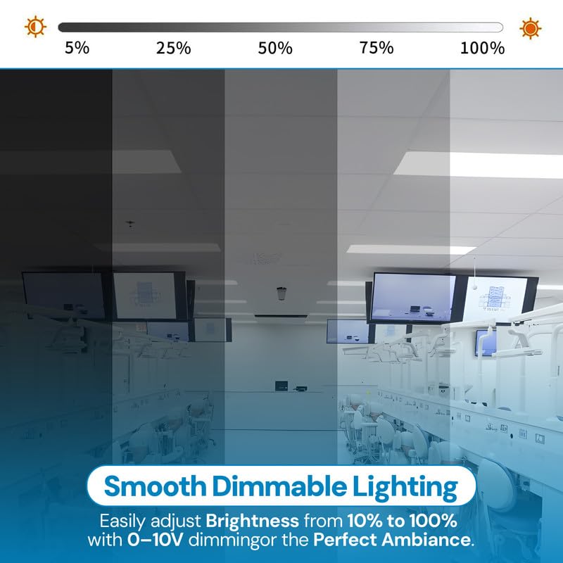 24 Pack 2x4 LED Flat Panel Light for Drop Ceiling, 9360lm Selectable 30W/40W/50W/60W/72W, Color Temperature 3000K/3500K/4000K/5000K/6500K, 0-10V Dimmable, 120-277V, ETL - size: 2X4 FT LED - 24 PACK