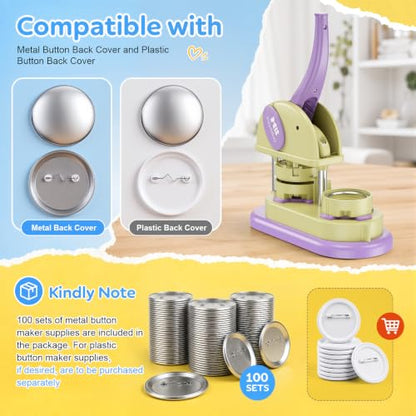 Elephant Button Maker Machine 3 Sizes, DIY Pin Maker Machine 1+1.25+2.25 inch, Interchangeable Button-Models Badge Button Press Machine with 300 Sets 25+32+58mm Button Maker Supplies 2026 New - color: Purple 1+1.25+2.25 inch