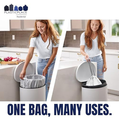 Plasticplace Trash Bags Compatible with simplehuman Code M Packs, White Drawstring Garbage Liners 12 Gallon / 45 Liter, 21" x 30.5" (20 Count/5 Pack) - color: White, size: 1 Count (Pack of 100)
