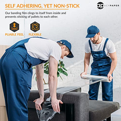 ACYPAPER, 18" Stretch Film/Wrap 1200 feet 80 Gauge Industrial Strength, up to 800% Stretch 20 Microns Clear Cling Durable Adhering Packing Moving Packaging Heavy Duty Shrink Film (4 Rolls/Box)