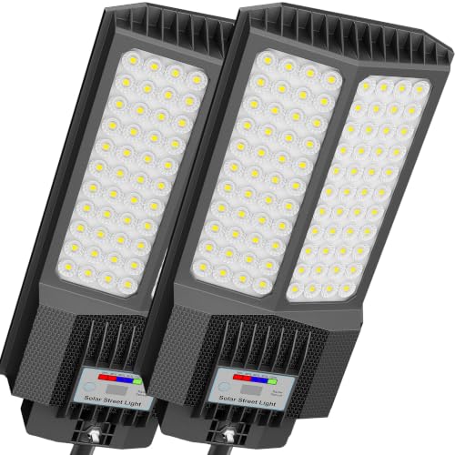 New 7000W Solar Street Light - Commercial Solar Lights Outdoor Waterproof 200pcs High Brightness LEDs Solar Parking Lot Lights Dusk to Dawn for Yard Garden with Motion Sensor(2 Pack) - color: Black--2Pack, size: 7000