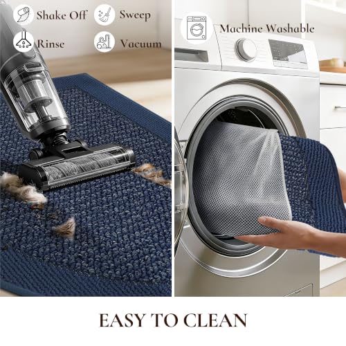Dirt Trapper Door Mats 24" x 36", Non-Slip & Washable, Blue - color: Blue, size: 24" X 36" (Semicircular)