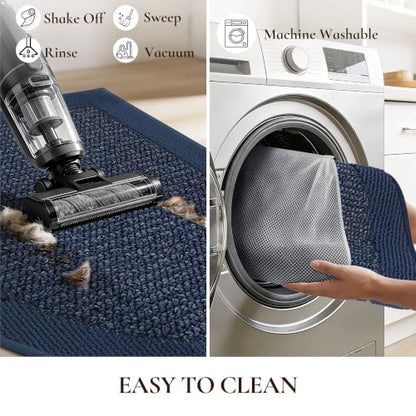 Dirt Trapper Door Mats 24" x 36", Non-Slip & Washable, Blue - color: Blue, size: 24" X 36" (Semicircular)
