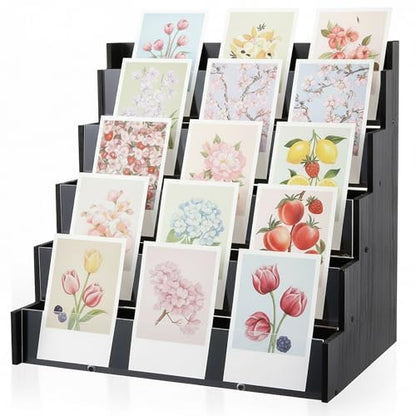 Yuntau 5 Tier Greeting Card Display Stand, Black - color: Black, size: 5 Tier
