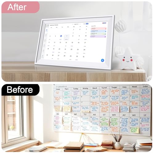 Digital Photo Frame 15.6" 64GB, Smart Electronic Calendar for Family Sharing To Do Chores Meal 30-Day Habit Planner Interactive Touch Screen Star Rewards,Wall and Desk Mountable for Seamless Scheduling