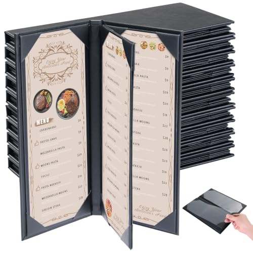 10pcs 4 View Restaurant Menu Covers 4.25 x 11" with PVC Cover - size: 10 pcs/4.25 x 11"/4 views