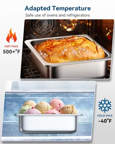 ZeroPone Hotel Pans with Lids, 4 Pack 1/2 Size 4" Deep - color: 4" Deep 4 Pack, size: 1/2 Size