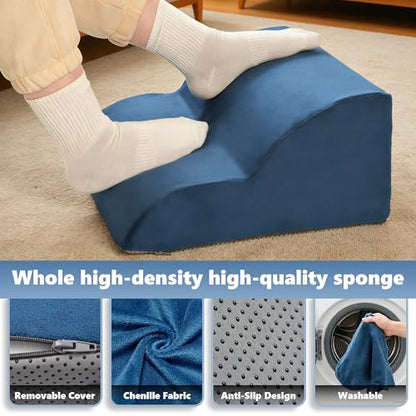 Foot Rest Under Desk for Office, Ergonomic Adjustable Footrest with Washable Cover, Soft Desk Foot Stool for Home Office, Work, Gaming, Long Sitting, Blue - color: Blue