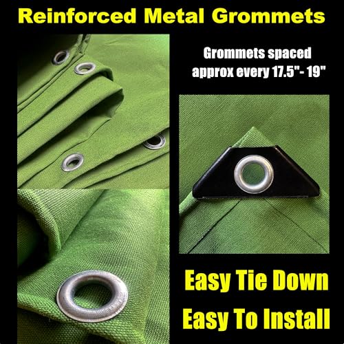 16oz Large Heavy Duty Canvas Tarp 7x10 Feet Water-Resistant - color: 28mil-green, size: 7x10 Feet-Finished size