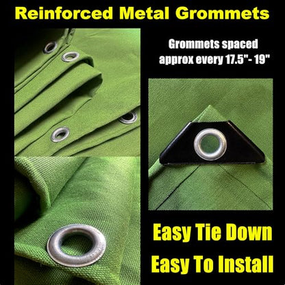 16oz Large Heavy Duty Canvas Tarp 7x10 Feet Water-Resistant - color: 28mil-green, size: 7x10 Feet-Finished size