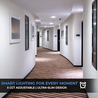 6 inch Commercial Canless LED Downlight, Wattage Adjustable 10/15/22W, 0-10V Dimmable Recessed Ceiling Light Fixture, 5 CCT 2700K-5000K, 120-277V IC Rated UL & Energy Star (1 Pack)