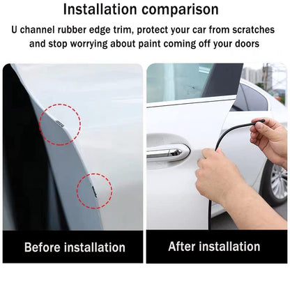 Door Edge Guard U Channel Rubber Edge Trim Self Adhesive Metal Edge Protection Guard for Most Car Doors, Hatches, Lockers, Panels (10Ft, Black) - size: 10 Feet
