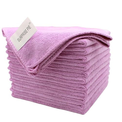 400 GSM Microfiber Cleaning Cloths, 12 Pack Ultra Absorbent Lint Free Towels for Kitchen, Glass, Windows, Mirrors, Car & Household Cleaning, Reusable Quick Dry Rags, 12" x 12", Purple - color: Purple